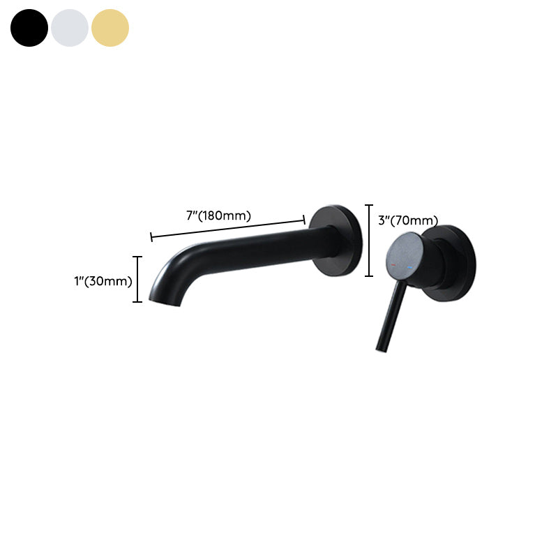 Low Arc Sink Faucet Wall Mounted 2 Holes Single Lever Handle Bathroom Sink Faucet