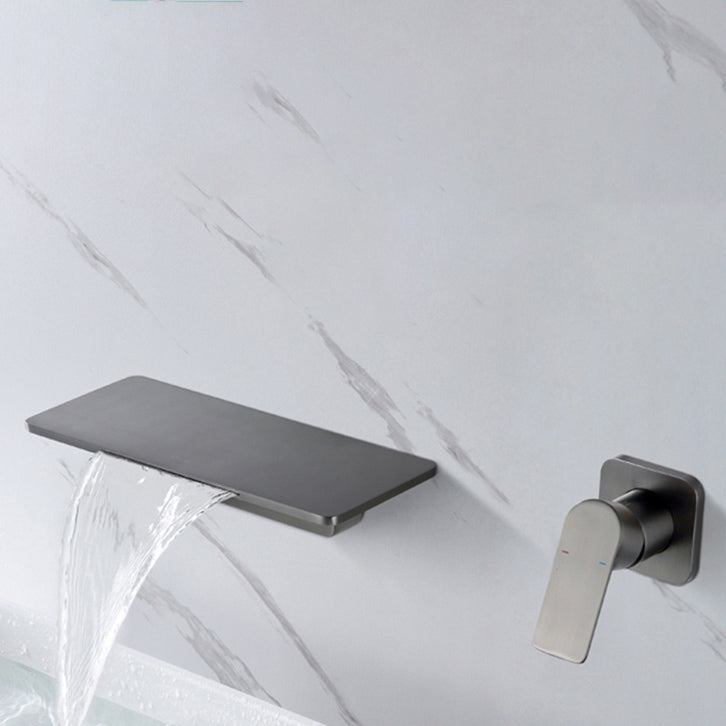 Single Lever Handle Bathroom Faucet 2 Holes Wall-Mounted Waterfall Spout Sink Faucet