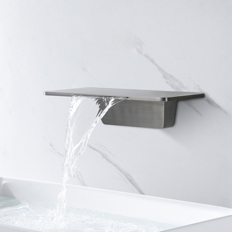 Single Lever Handle Bathroom Faucet 2 Holes Wall-Mounted Waterfall Spout Sink Faucet