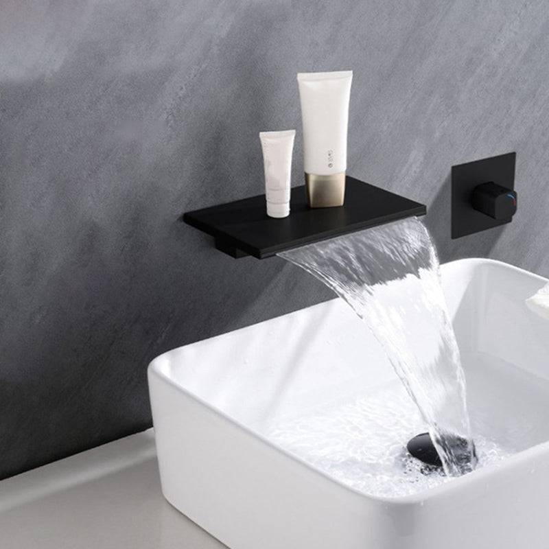 Single Lever Handle Bathroom Faucet 2 Holes Wall-Mounted Waterfall Spout Sink Faucet