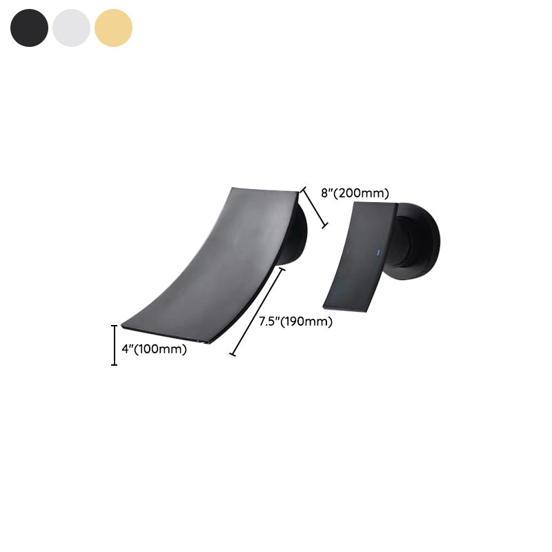 Single Lever Handle Bathroom Faucet 2 Holes Wall-Mounted Waterfall Spout Sink Faucet
