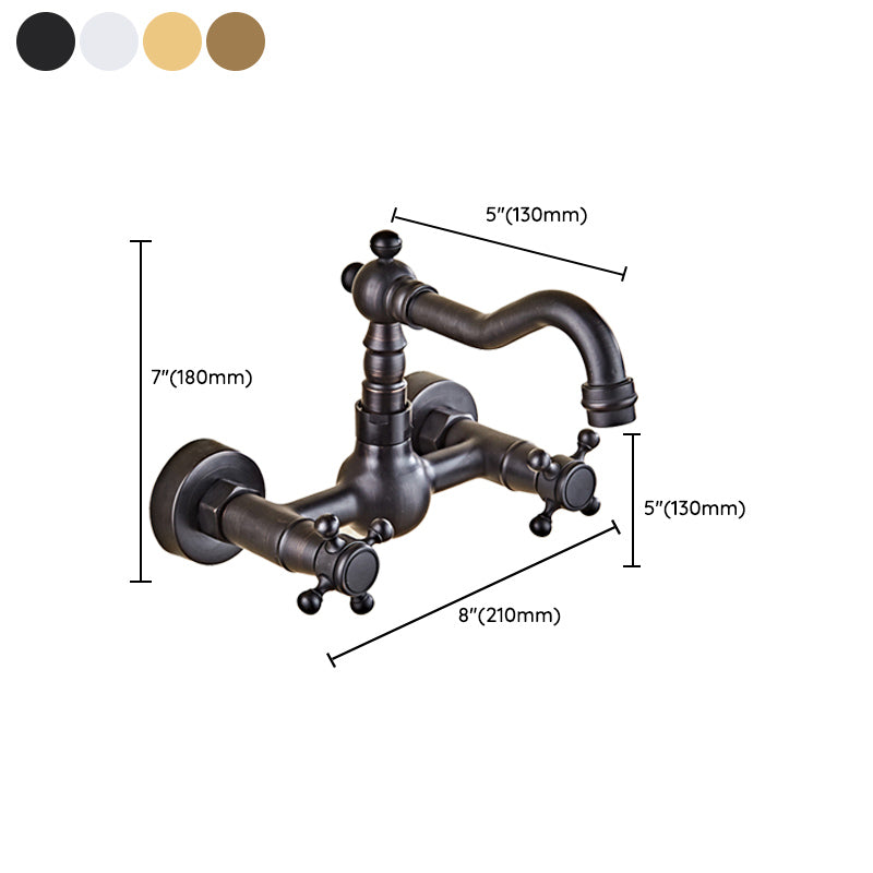 Industrial Wall Mounted Bathroom Faucet Cross Handles Lavatory Faucet