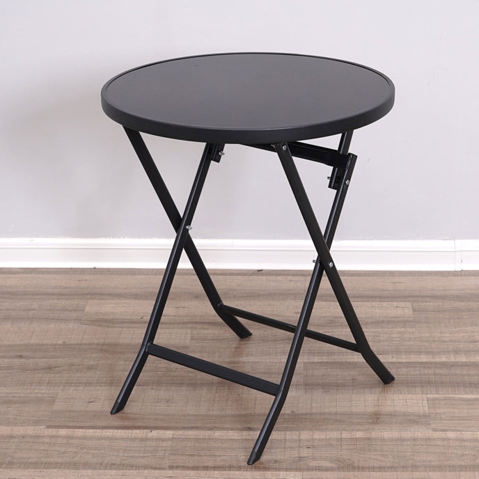 Glass Patio Table Industrial Scratch Resistant Dining Table with Black Base