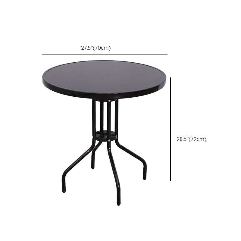 Glass Patio Table Industrial Scratch Resistant Dining Table with Black Base