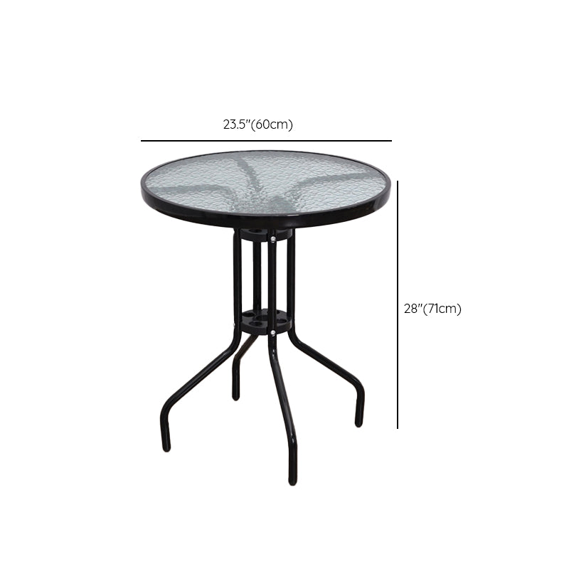 Glass Patio Table Industrial Scratch Resistant Dining Table with Black Base