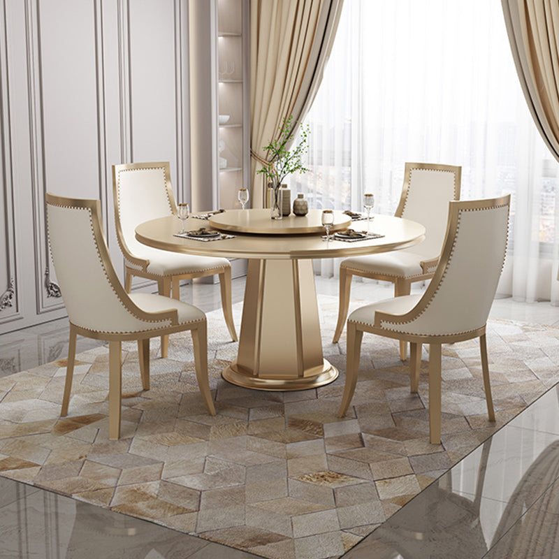 Contemporary 1/2/5/6/7 Pieces Furniture Round Solid Wood Dining Set in Brown
