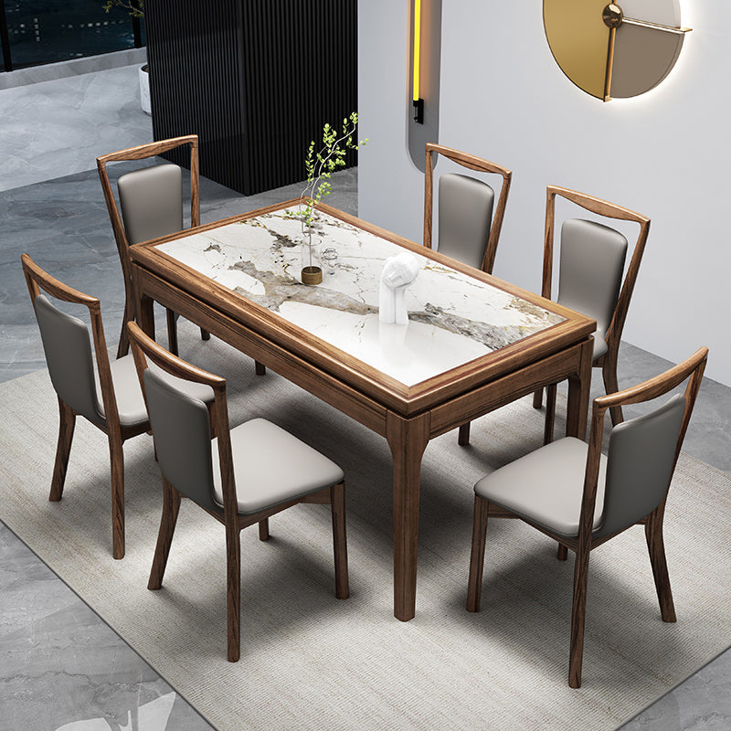 Contemporary 1/2/7 Pieces Dining Room Set Rectangle Stone Furniture in White