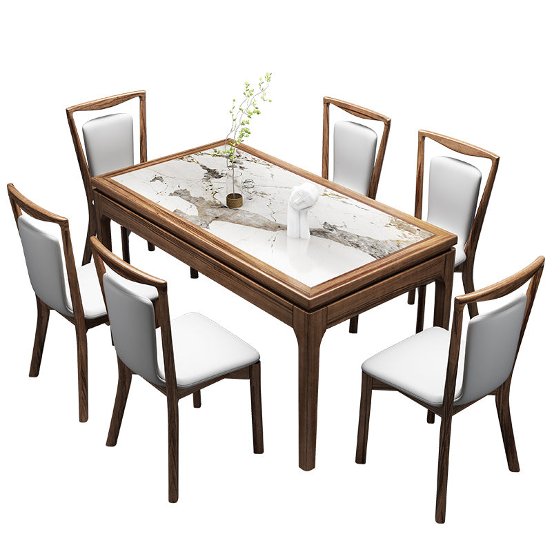 Contemporary 1/2/7 Pieces Dining Room Set Rectangle Stone Furniture in White