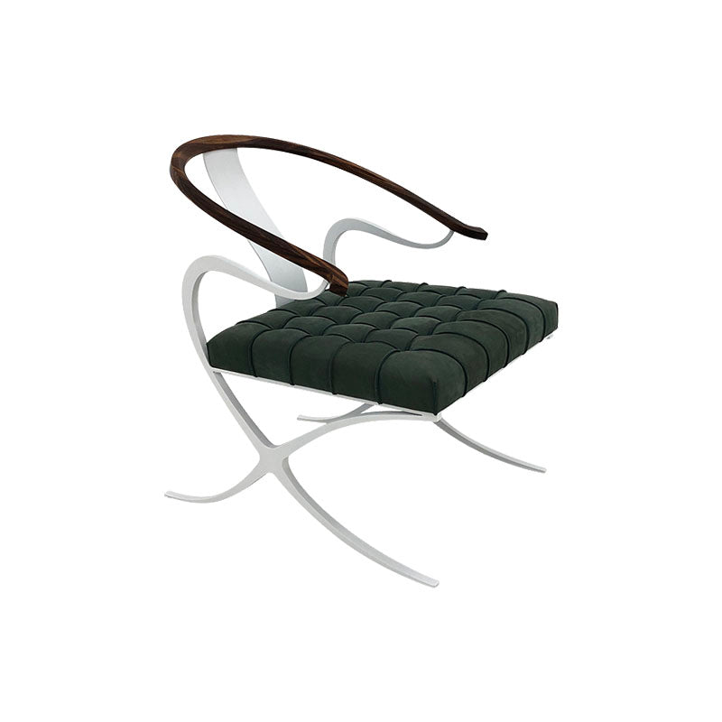 Leather Dining Chairs Nordic Style Open Back Arm Chair with Metal Base