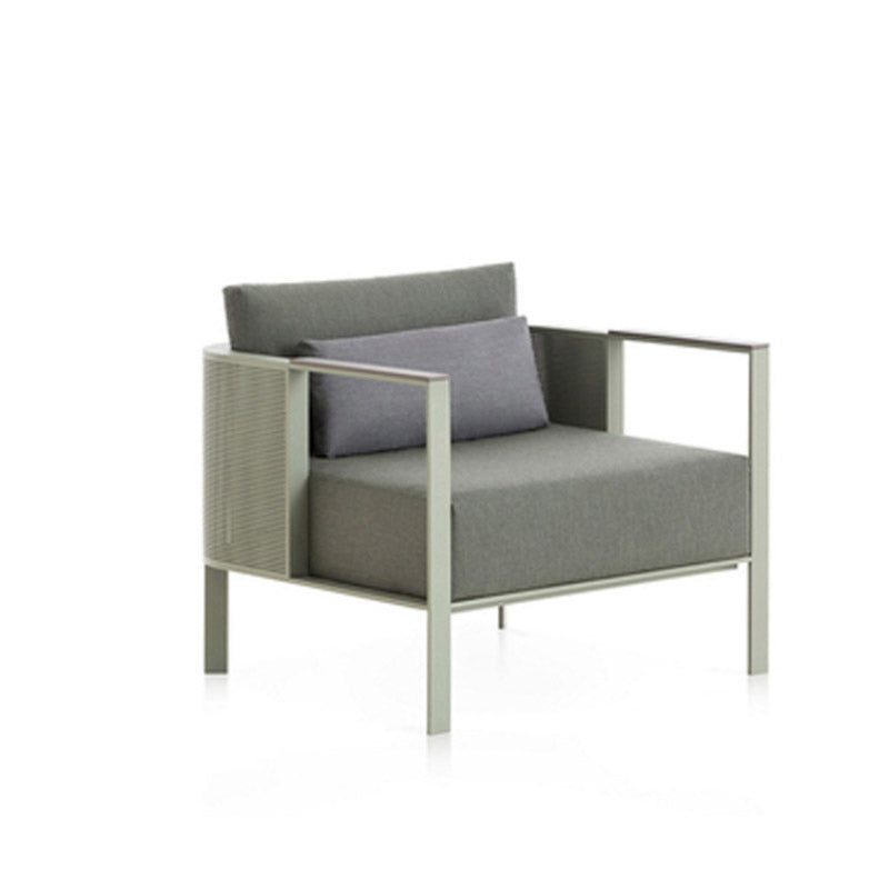 Tropical Outdoor Loveseat Gray Fabric Cushion UV Resistant Water Resistant