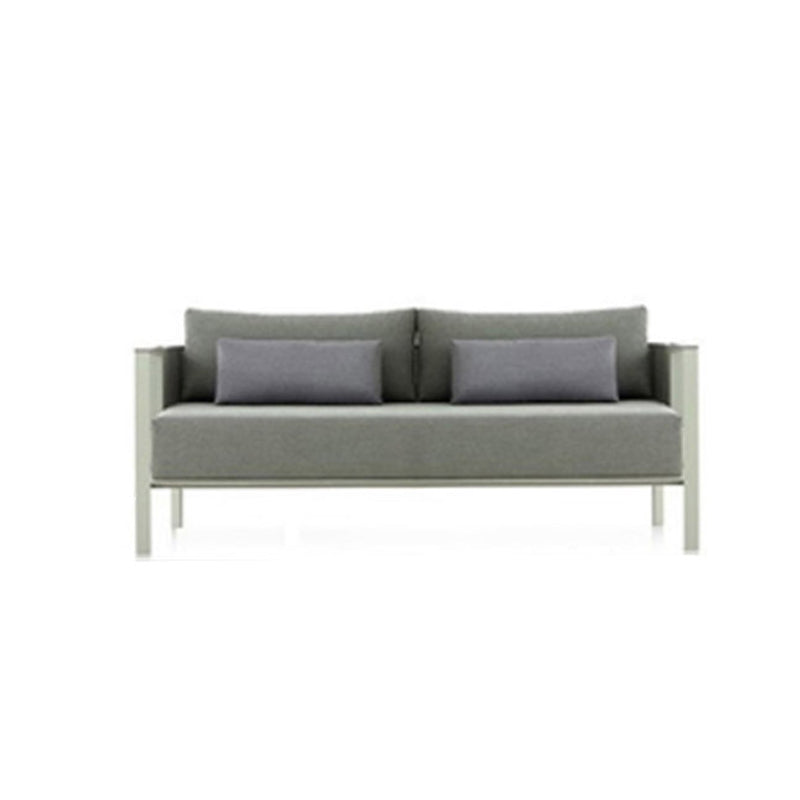 Tropical Outdoor Loveseat Gray Fabric Cushion UV Resistant Water Resistant