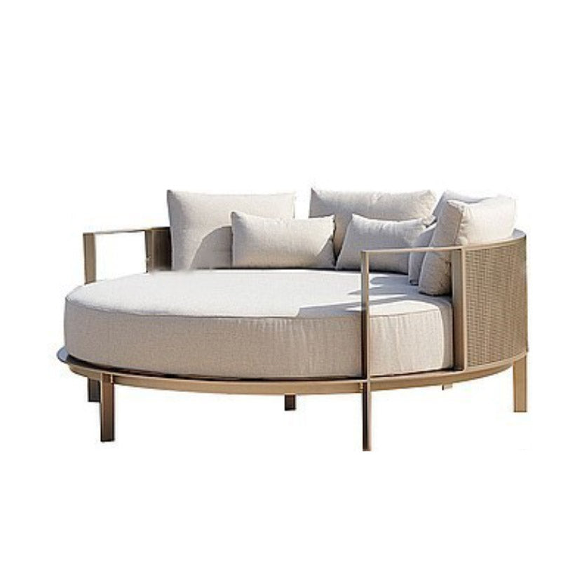 Tropical Outdoor Loveseat Gray Fabric Cushion UV Resistant Water Resistant