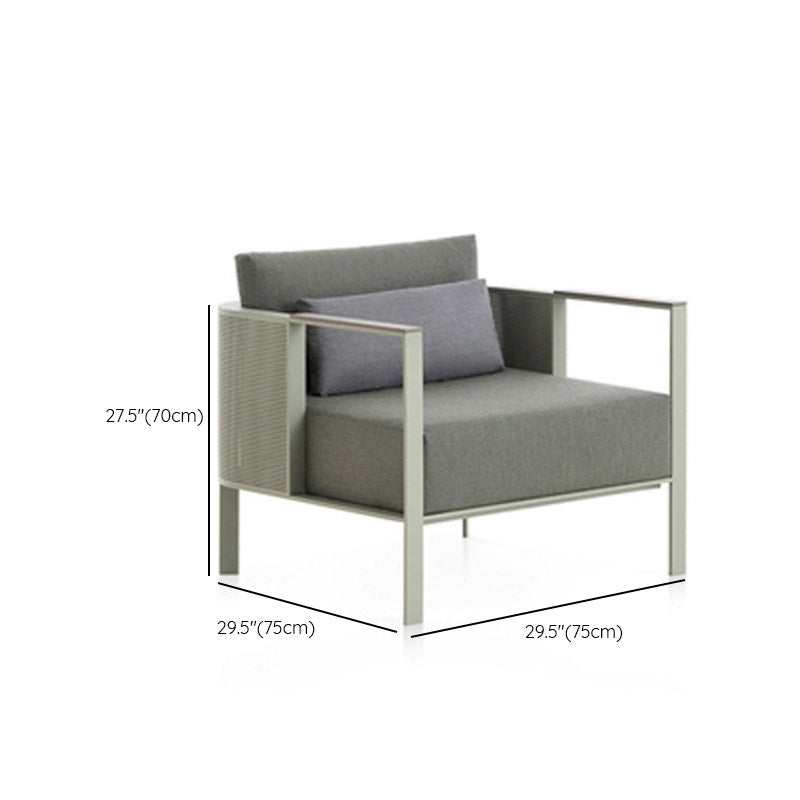 Tropical Outdoor Loveseat Gray Fabric Cushion UV Resistant Water Resistant