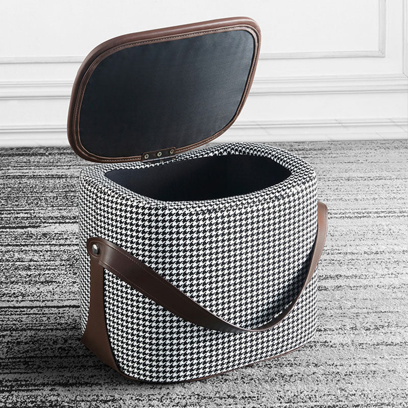 Contemporary Rectangle Shape Ottoman Faux Leather Upholstered Pouf