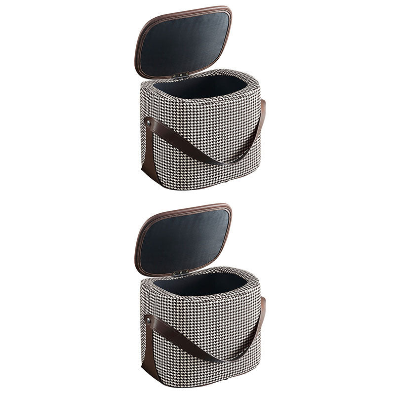 Contemporary Rectangle Shape Ottoman Faux Leather Upholstered Pouf