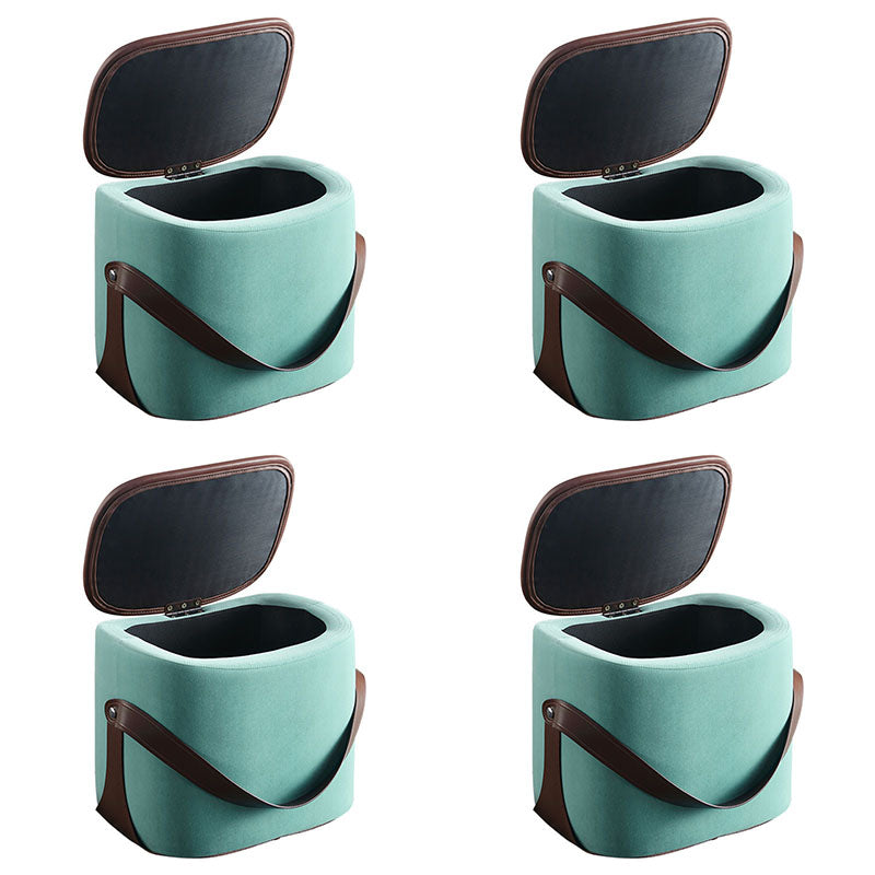 Contemporary Rectangle Shape Ottoman Faux Leather Upholstered Pouf