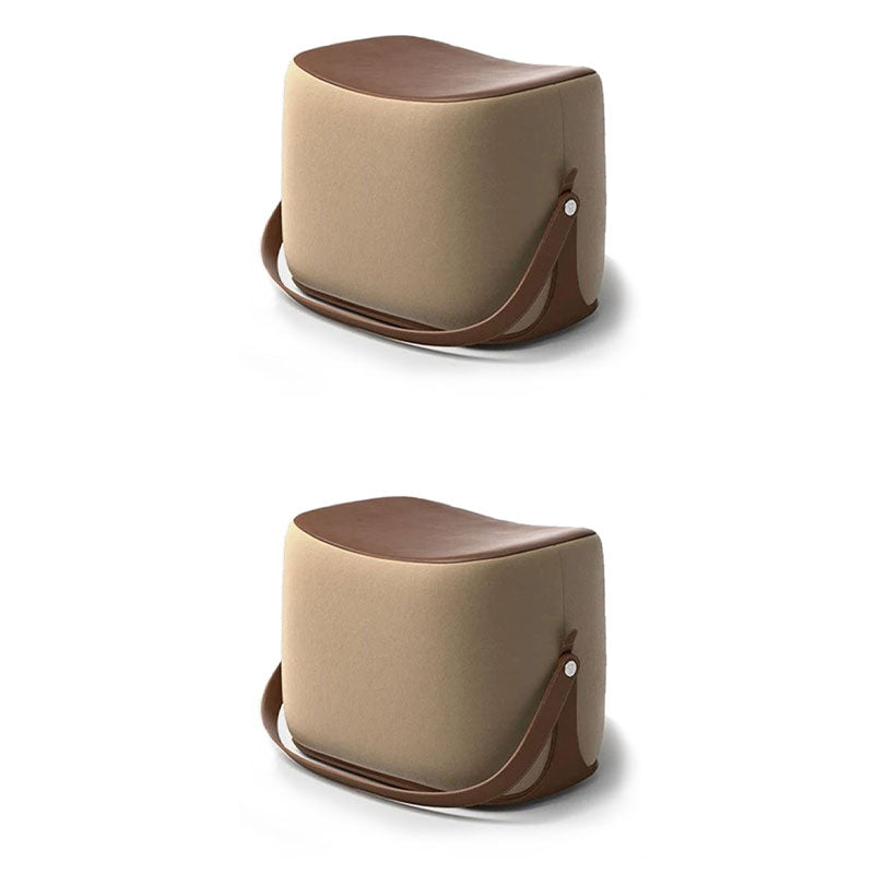 Contemporary Rectangle Shape Ottoman Faux Leather Upholstered Pouf