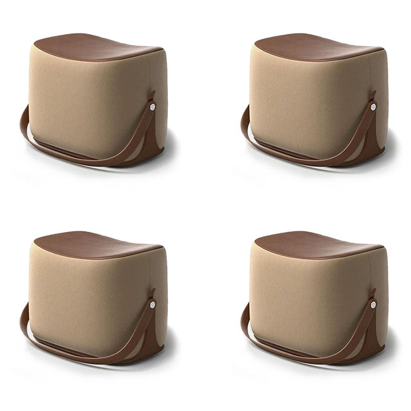 Contemporary Rectangle Shape Ottoman Faux Leather Upholstered Pouf