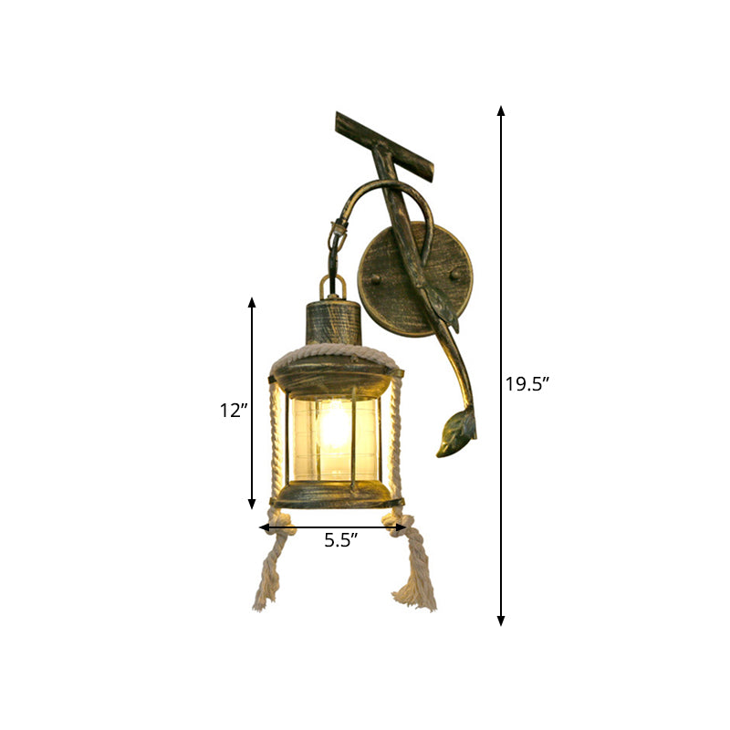 Brass 1 Light Wall Mount Lighting Warehouse Metallic Kerosene Wall Light Sconce with Leaf Design