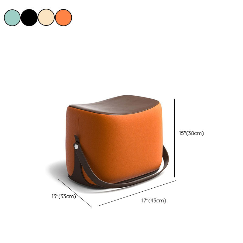 Contemporary Rectangle Shape Ottoman Faux Leather Upholstered Pouf