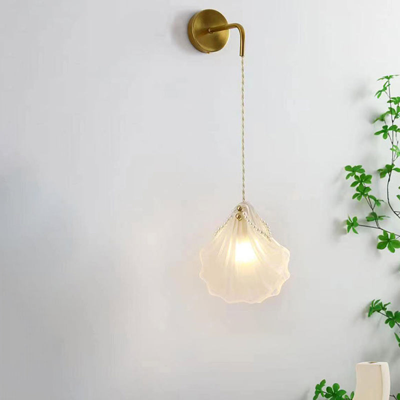 Modern 1-Light Shape Wall Light Fixtures Glass Wall Lamp for Bedroom