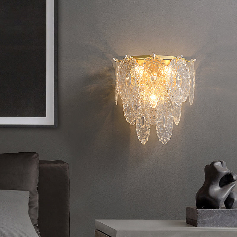 Contemporary Clear Shade Wall Sconce Lighting Unique Shade Wall Lamp for Bedroom
