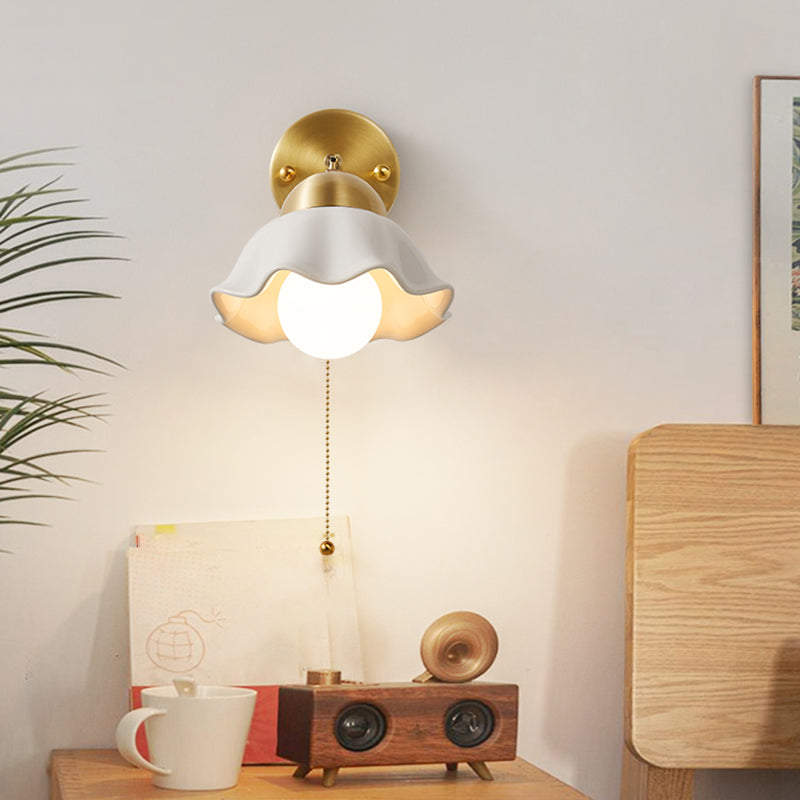Contemporary Metal Wall Sconce Lighting Ceramics Shade Wall Lamp for Bedroom