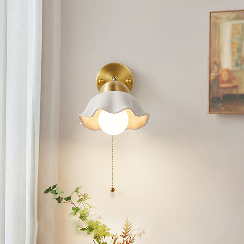 Contemporary Metal Wall Sconce Lighting Ceramics Shade Wall Lamp for Bedroom