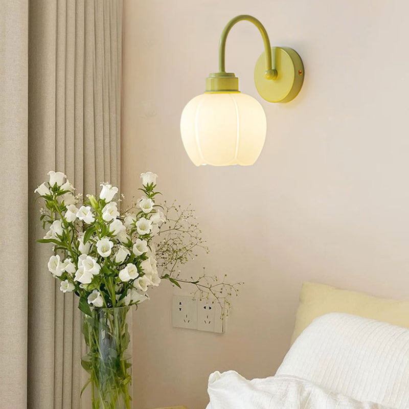 Contemporary 1-Light Wall Sconce Lighting Glass Shade Wall Lamp for Bedroom