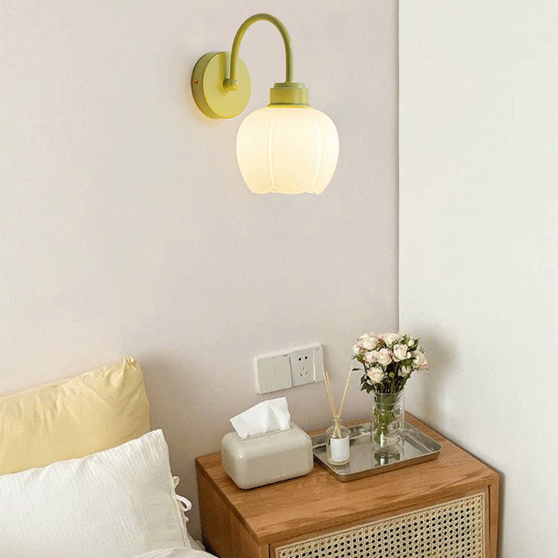Contemporary 1-Light Wall Sconce Lighting Glass Shade Wall Lamp for Bedroom