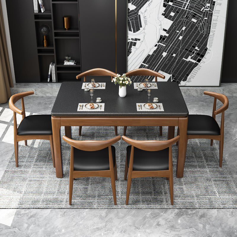 Contemporary Dining Room Dinner Table Solid Wood 4 Legs Dining Table