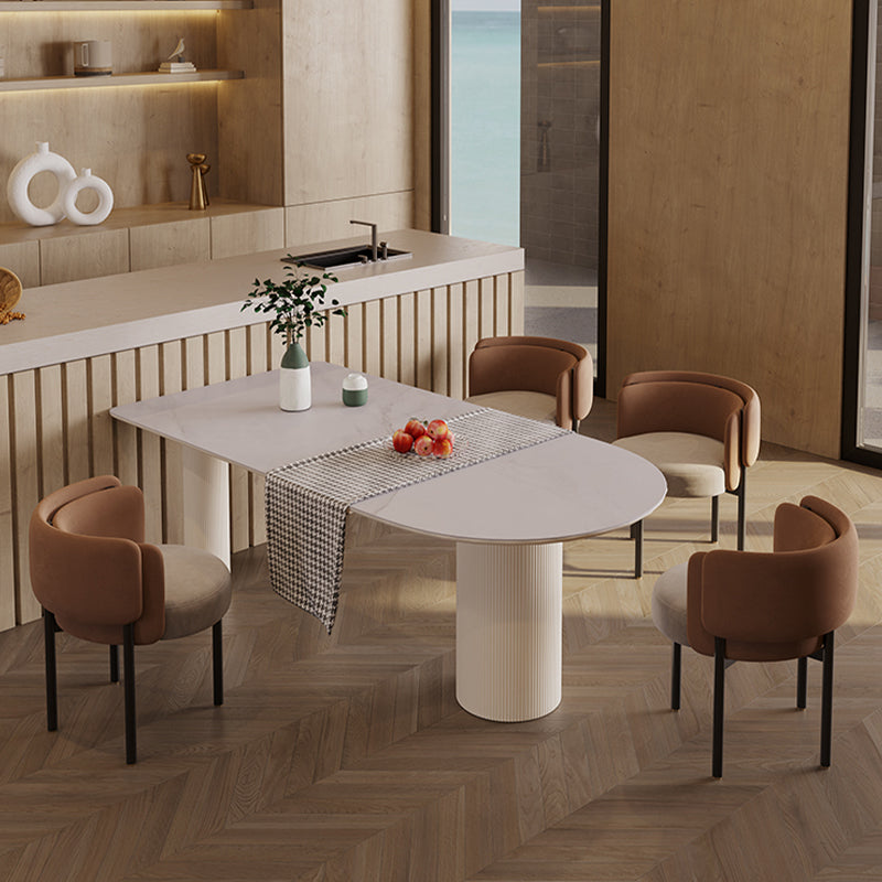 Free Form Modern Dining Table for Home White Dinette Table with Matte Finish Legs