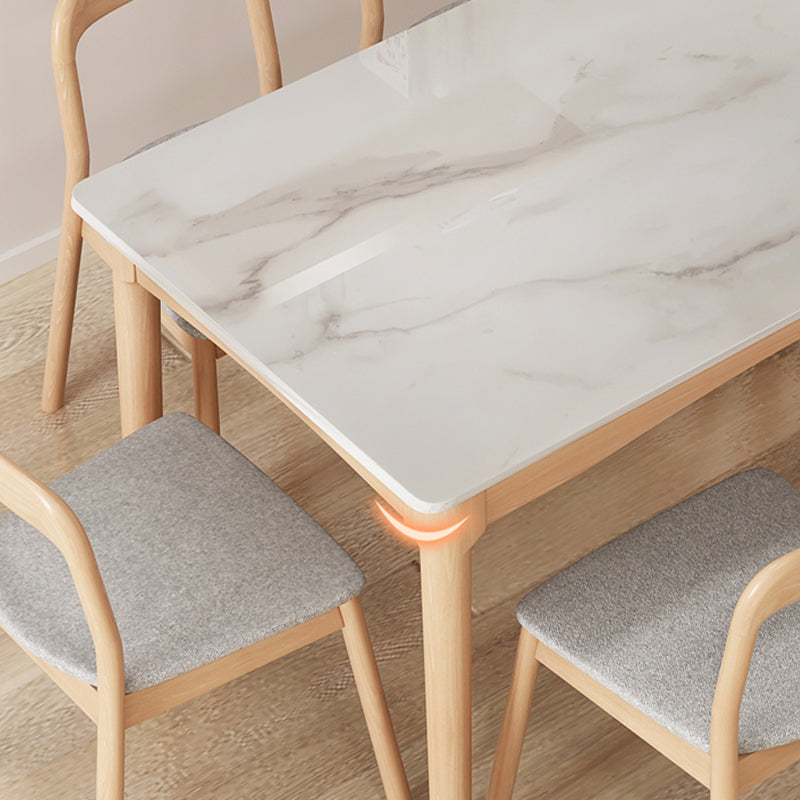 White Top Dinette Table with Wooden Legs Modern Dining Table for Home