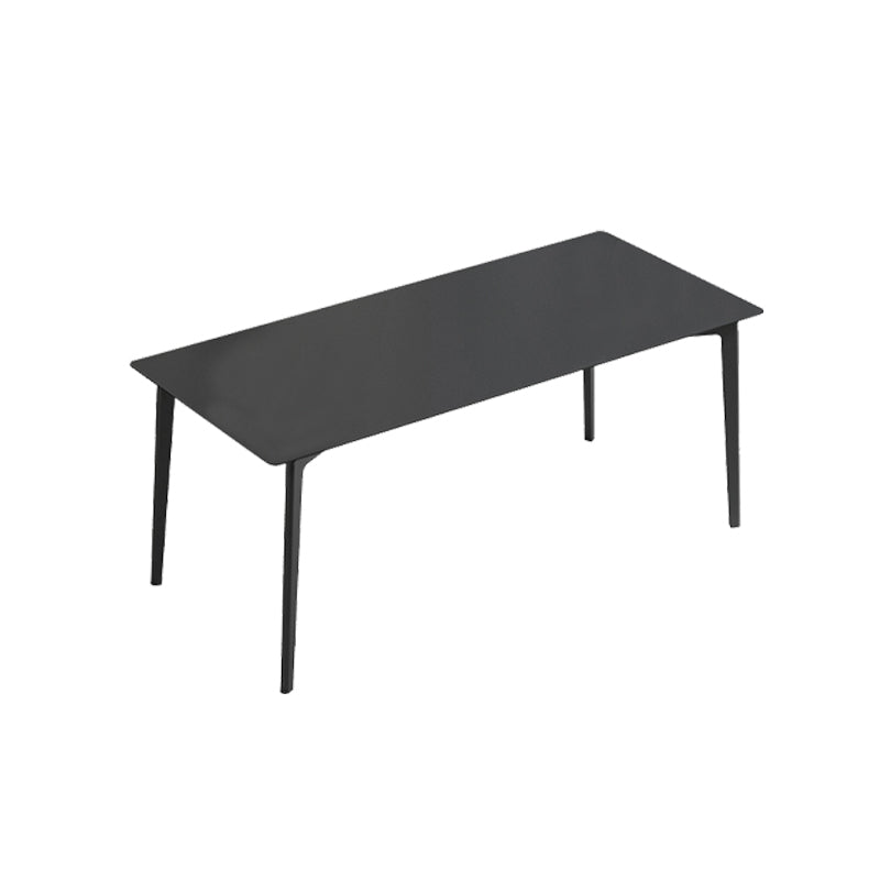 Metal Modern Dinette Table with 4 Legs Black Stone Top Dining Table