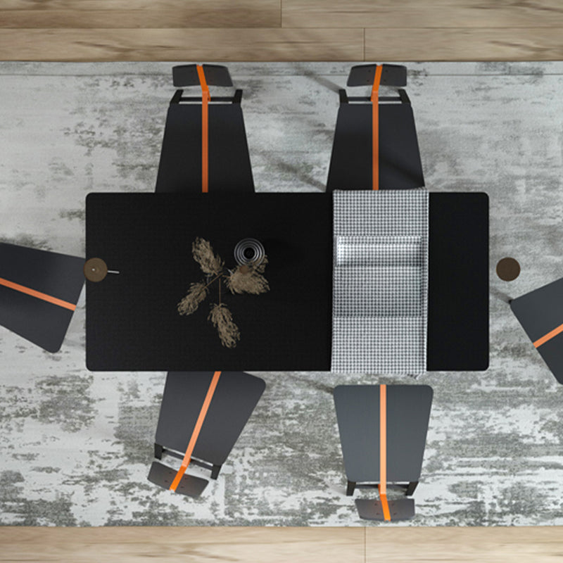 Metal Modern Dinette Table with 4 Legs Black Stone Top Dining Table