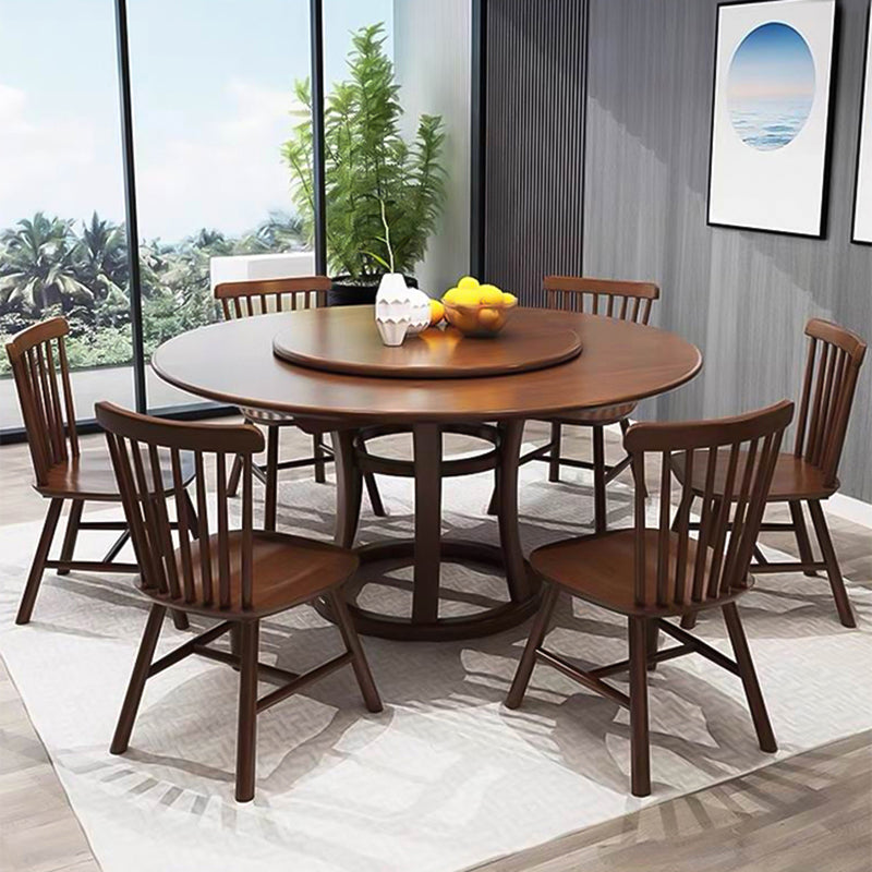 Rubberwood Solid Wood Dining Table Set 5/7 Pieces Dining Set for Kitchen