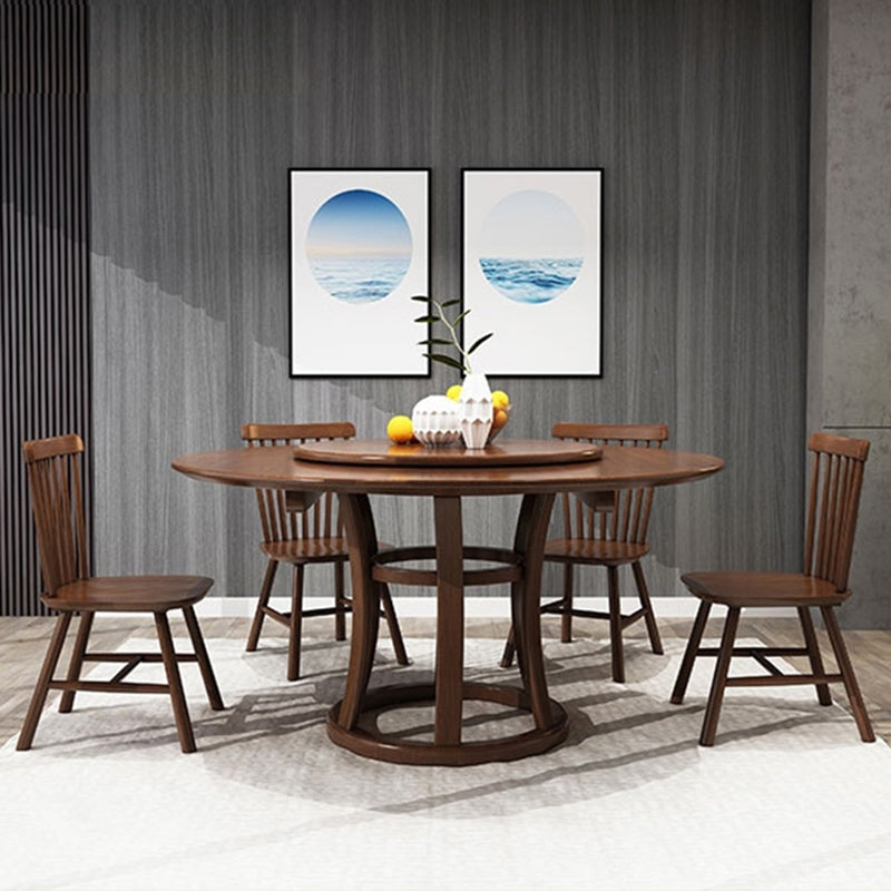 Rubberwood Solid Wood Dining Table Set 5/7 Pieces Dining Set for Kitchen