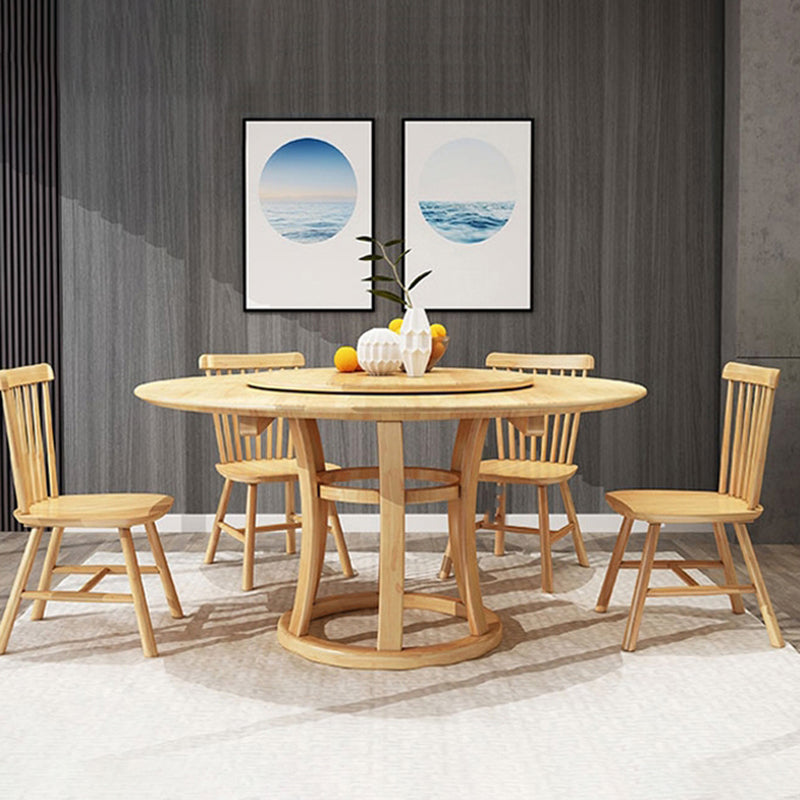 Rubberwood Solid Wood Dining Table Set 5/7 Pieces Dining Set for Kitchen