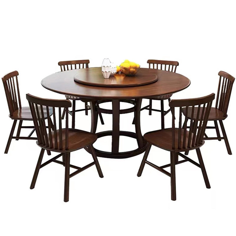 Rubberwood Solid Wood Dining Table Set 5/7 Pieces Dining Set for Kitchen