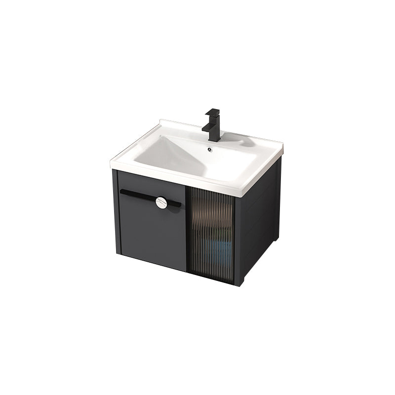 Rectangular Single Bathroom Vanity Modern Dark Gray Metal Base Vanity Set