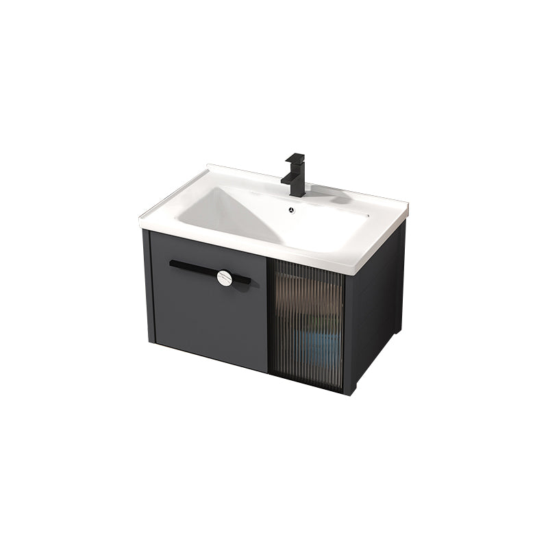 Rectangular Single Bathroom Vanity Modern Dark Gray Metal Base Vanity Set