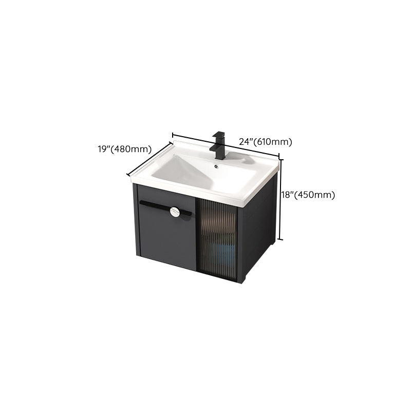 Rectangular Single Bathroom Vanity Modern Dark Gray Metal Base Vanity Set