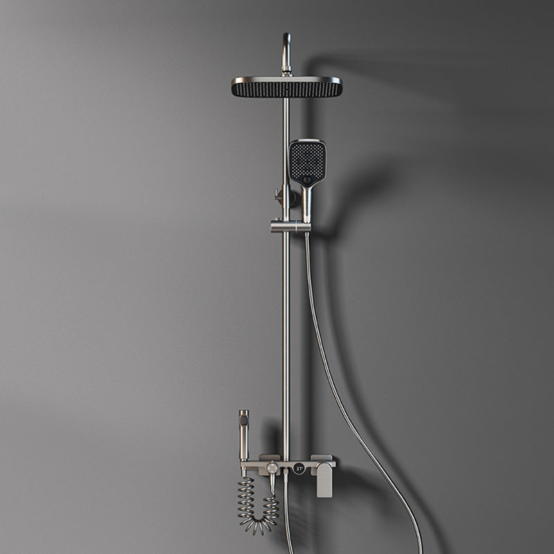 Contemporary Gray Wall Mounted Shower System with Slide Bar Included