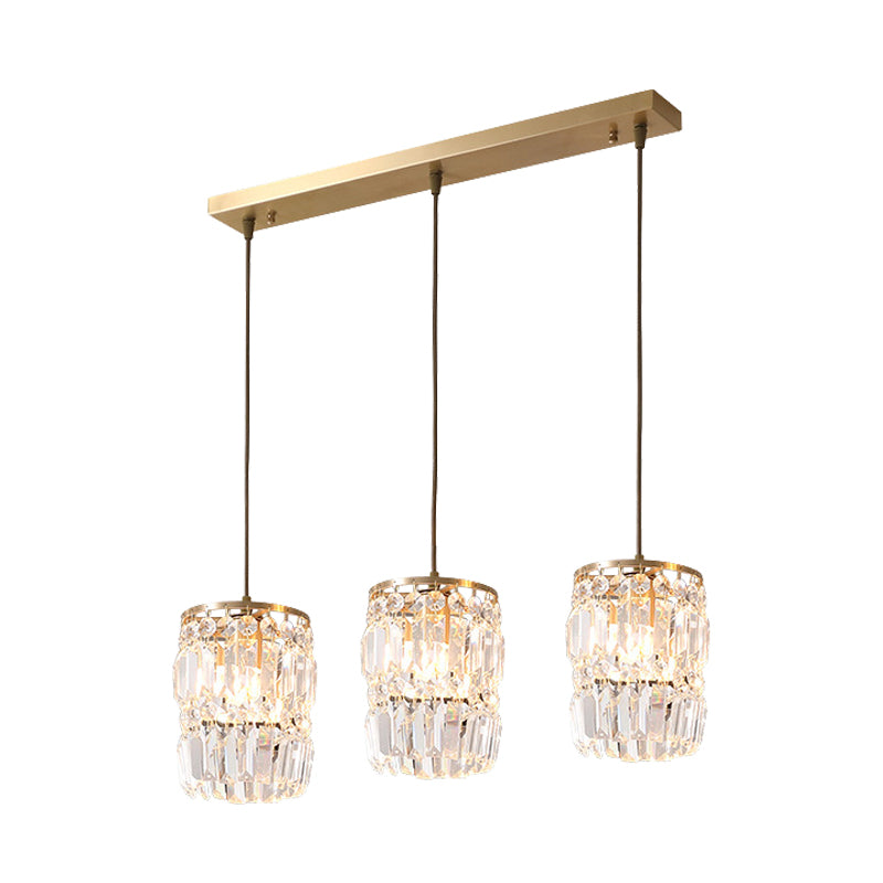 Crystal de cylindre multiples suspendus à 3 bulbs modernes Finis de finition de la lampe pendentielle avec canopée linéaire / ronde