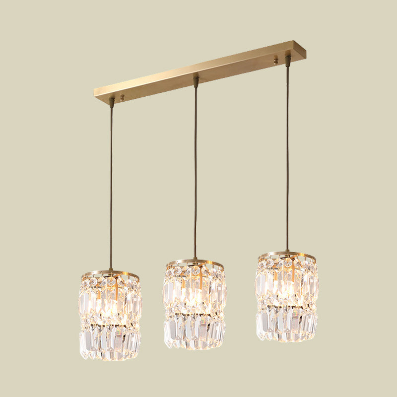 Crystal de cylindre multiples suspendus à 3 bulbs modernes Finis de finition de la lampe pendentielle avec canopée linéaire / ronde