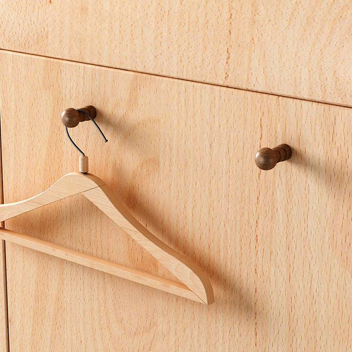 Light Wood Kids Closet Beech Glossy Wardrobe with Garment Rod
