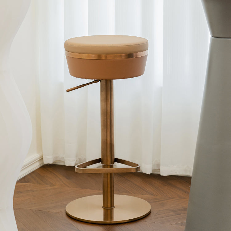 Modern Style Counter Stool Pu Leather Adjustable Height Bar Stool with Footrest