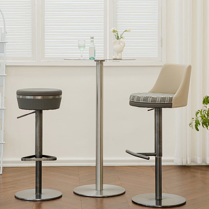 Modern Style Counter Stool Pu Leather Adjustable Height Bar Stool with Footrest