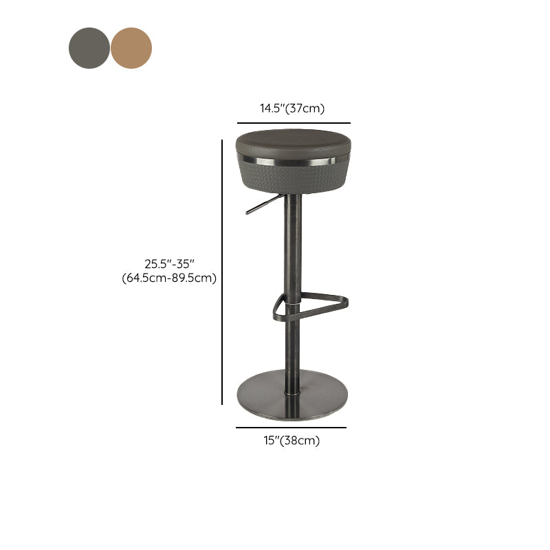 Modern Style Counter Stool Pu Leather Adjustable Height Bar Stool with Footrest