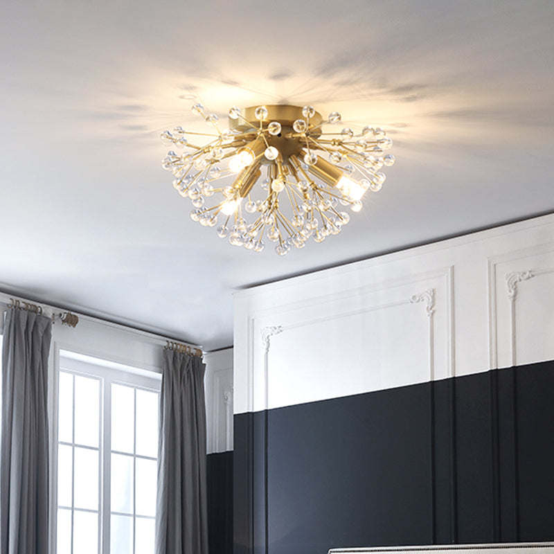 Lámpara empotrada de diente de león metálico, lámpara modernista de 3/4/6 bombillas empotradas en latón